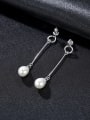 thumb 925 Sterling Silver With Artificial Pearl  Simplistic Oval Long section Drop Earrings 2