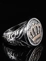 thumb Punk style Crown-carved Black Enamel Alloy Ring 1