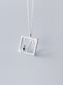 thumb 925 Sterling Silver With Platinum Plated Simplistic Square Cute cat Necklaces 0