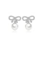 thumb Copper With Platinum Plated Simplistic Bowknot Stud Earrings 0