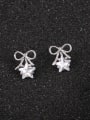 thumb Copper With Platinum Plated Cute Bowknot  Star Stud Earrings 1