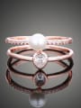 thumb Fashion Two-band Imitation Pearl Cubic Copper Ring 2