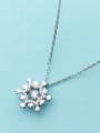 thumb Christmas jewelry:Sterling silver zricon snowflake necklace 0