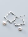 thumb 925 Sterling Silver With Platinum Plated Simplistic Geometric Stud Earrings 4
