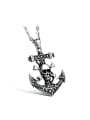 thumb Punk style Ship Anchor Skull Titanium Necklace 0