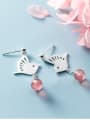thumb 925 Sterling Silver With Platinum Plated Cute Little Bird  Drop Earrings 2