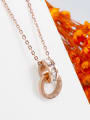 thumb Rose Gold Stainless Steel Digital Shaped  Crystal Necklace 4