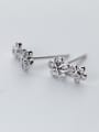 thumb Exquisite Flower Shaped S925 Silver Rhinestones Stud Earrings 1