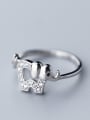 thumb 925 Sterling Silver With Platinum Plated Cute Elephant Free Size Rings 0