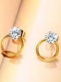 thumb All-match Gold Plated Geometric Shaped 3A Zircon Drop Earrings 2