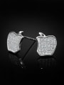 thumb Tiny Creative Apple Shiny Zirconias 925 Sterling Silver Stud Earrings 3