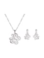 thumb Alloy White Gold Plated Fashion Rhinestones Butterfly Two Pieces Jewelry Set 0