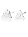 thumb 925 Sterling Silver With Glossy  Simplistic Asymmetry Triangle Stud Earrings 0