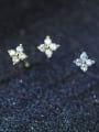 thumb 925 Sterling Silver With 18k Gold Plated Delicate Flower Stud Earrings 0