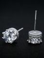 thumb S925 Silver Lovers' Crown with Single zircon stud Earring 1