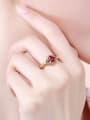 thumb Copper Alloy 24K Gold Plated Artificial Gemstone Zircon Women Ring 1