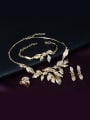 thumb Alloy Imitation-gold Plated Fashion Leaves-shaped CZ Four Pieces Jewelry Set 1