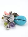 thumb Fashion Flowery Gemstones Silver Plated Brooch 2