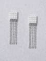 thumb Square Shaped Silver Tassel Earrings 2