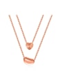 thumb Fashion Two-layer Heart Rose Gold Plated Titanium Necklace 0