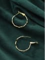 thumb 925 Sterling Silver With Gold Plated Simplistic Wavy pattern circle Hoop Earrings 2