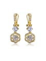 thumb Exquisite 18K Gold Plated Flower Shaped Zircon Drop Earrings 0