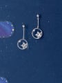 thumb 925 Sterling Silver With Platinum Plated Fashion Star Drop Earrings 0