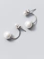 thumb S925 Tremella nail fashion female rear hanging pearl beads synthetic Pearl Earrings short Earrings E0262-1 2