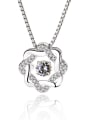 thumb Fashion Shiny Zirconais-studded Flowers 925 Silver Pendant 0