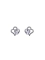 thumb Copper Alloy White Gold Plated Fashion Heart Crystal stud Earring 0