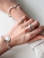 thumb 925 Sterling Silver With Platinum Plated Simplistic Irregular Free Size Rings 1