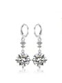 thumb Copper Alloy White Gold Plated Fashion Round Zircon drop earring 0