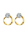 thumb All-match Gold Plated Geometric Shaped 3A Zircon Drop Earrings 0