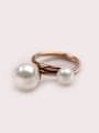 thumb Artificial Pearls Double Lines Opening Ring 0