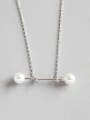 thumb Pure silver fashion geometric elements minimalist Pearl Pendant Necklace 0