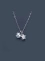 thumb S925 Silver zircon Star Sweet Short Necklace 0