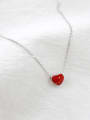 thumb Simple Red Little Heart Silver Necklace 2