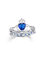 thumb Fashionable Platinum Plated Crown Shaped Zircon Ring 0