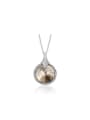thumb Copper Alloy White Gold Plated Fashion Round Crystal Necklace 0