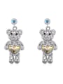 thumb Personalized Shiny austrian Crystals-covered Cartoon Bear Drop Earrings 2