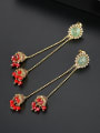 thumb Copper With Gold Plated Trendy Flower Threader Earrings 2
