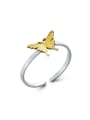 thumb Fashion All-match Gold Butterfly Silver Opening Ring 0