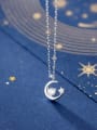 thumb 925 Sterling Silver With Silver Plated Simplistic Moon with Star Necklaces 1