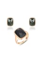 thumb Delicate Black Austria Crystal Square Shaped Two Pieces Jewelry Set 0