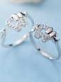 thumb 925 Sterling Silver With Platinum Plated Cute Elephant Free Size Rings 2
