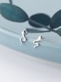 thumb 925 Sterling Silver With Silver Plated Simplistic Snake Stud Earrings 1