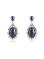 thumb Exquisite Black Oval Shaped Opal Drop Earrings 0
