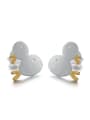 thumb Personalized Double Fish Partly Gold Plated 925 Sterling Silver Stud Earrings 0