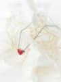 thumb Elegant Red Heart Shaped Glue S925 Silver Necklace 0