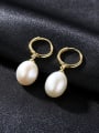 thumb Pure silver 10-11mm natural pearl gold ear buckle 1
